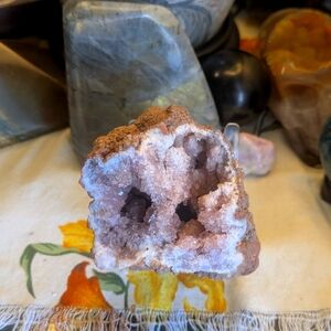 Natural Geode Pink Amethyst Crystal Home Accent
